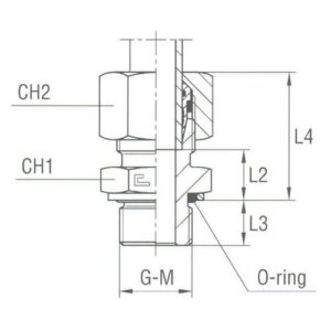 Male Stud Coupling with O-Ring and Washer Thread Metric Parallel - Equipped B4 Ring