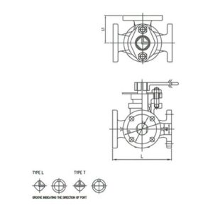F7381 5K Bronze Cocks Valve - 3 Way - L Type