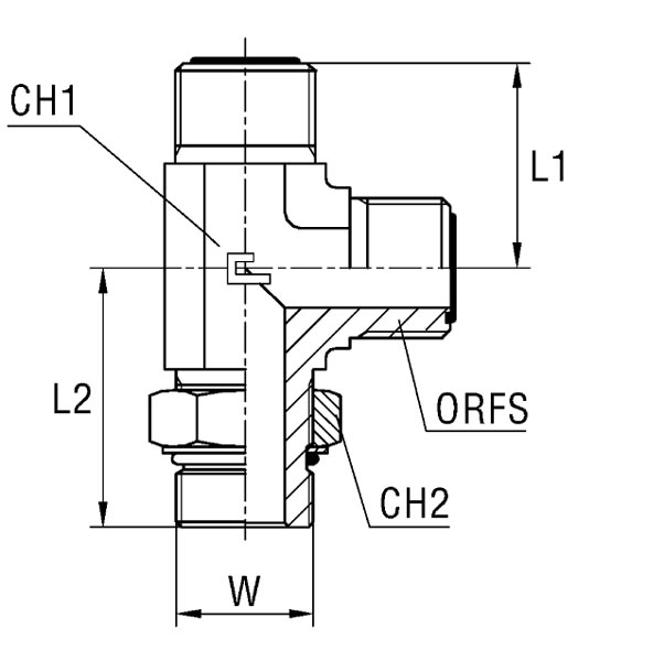 Adjustable Male Stud Barrel Tee with O-Ring Thread UNF/UN-2A - Image 2